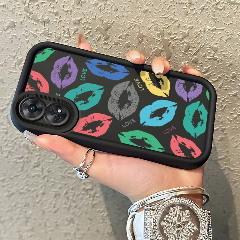 Casing Hp untuk OPPO Reno 8T 4G Case Bekas Bibir Warna-warni Kasing Anti Cepat Rusak silikon Cesing 