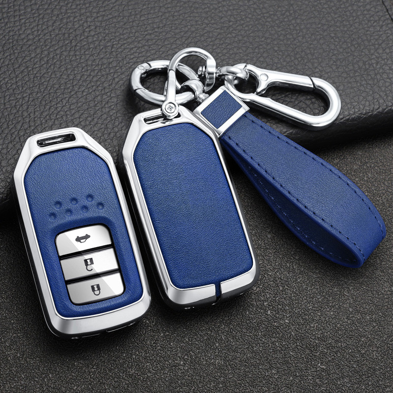 Zinc Alloy+ Leather Car Key Case Cover for Honda Accord EX EXL Civic CRV Jazz Jade Fit City Odyssey