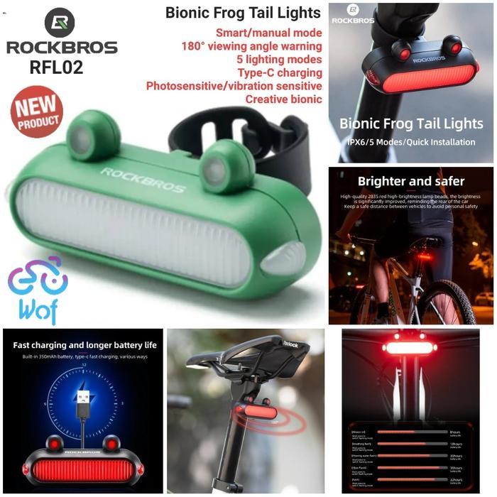 ROCKBROS RFL02 Lampu Belakang Sepeda Smart Brake Bike Rear Tail Light