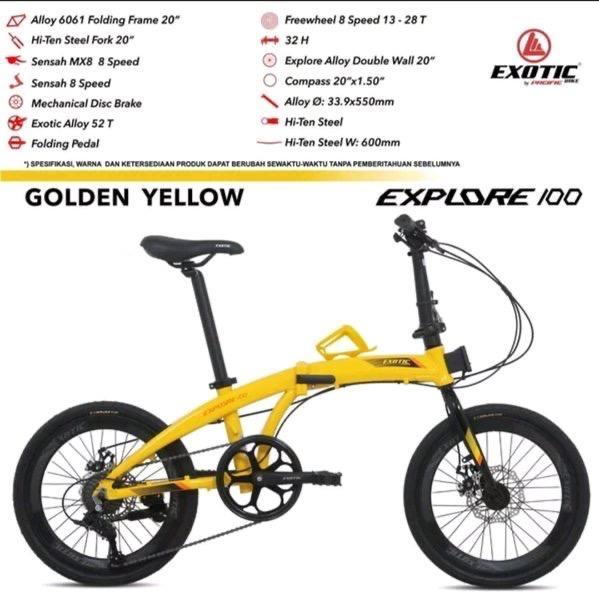 Sepeda Lipat Folding Bike 16 Exotic Explore 100 - Golden Yellow