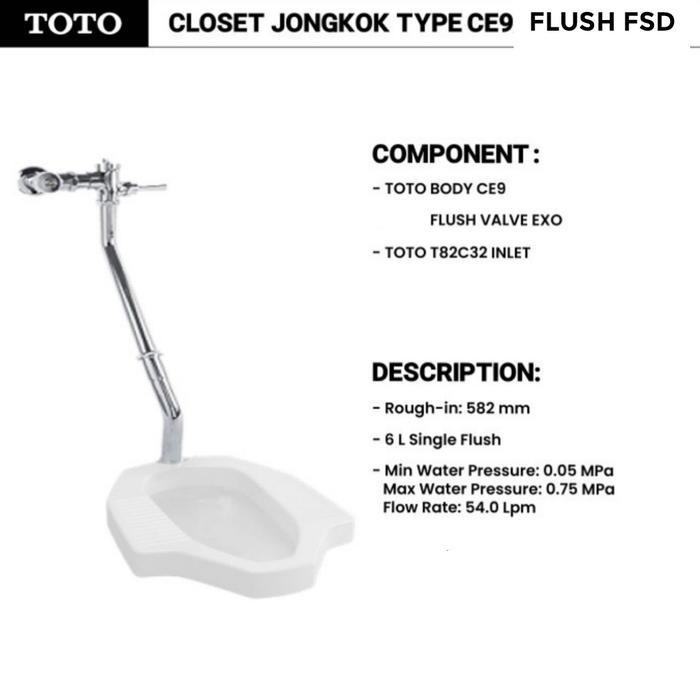 Closet jongkok TOTO CE9 Komplete set push valve/Kloset jongkok Ce9 - KOMPLIT SET