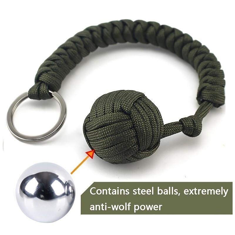 Outdoor Self-Defense Umbrella Rope,Monkey Fist Steel Ball, Paracord