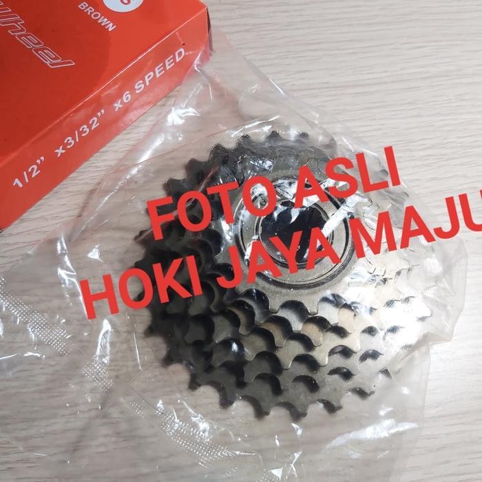 Freewheel 6 Speed Gear Sproket Ulir Fw 601 1/2" X 3/32" Genio Ori
