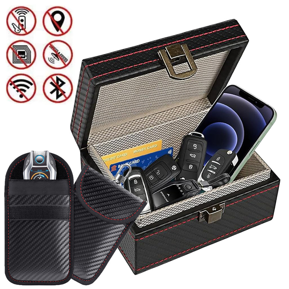 Anti Theft Faraday Box with Bag for Key Fob Cage RFID Faraday Key Fob Protector Radiationproof