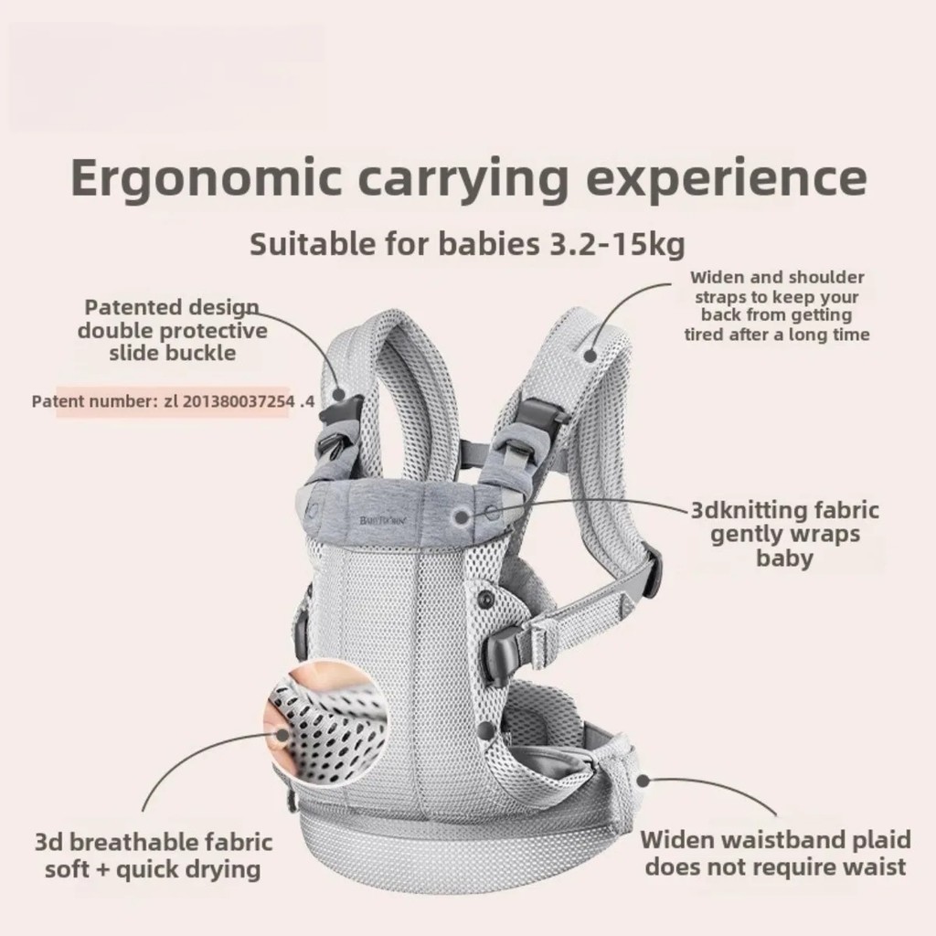 Bjorn Baby arrier in 3D Mesh Ergonomi 3in1 Design Supporting Newborns and Toddlers 740 Pounds