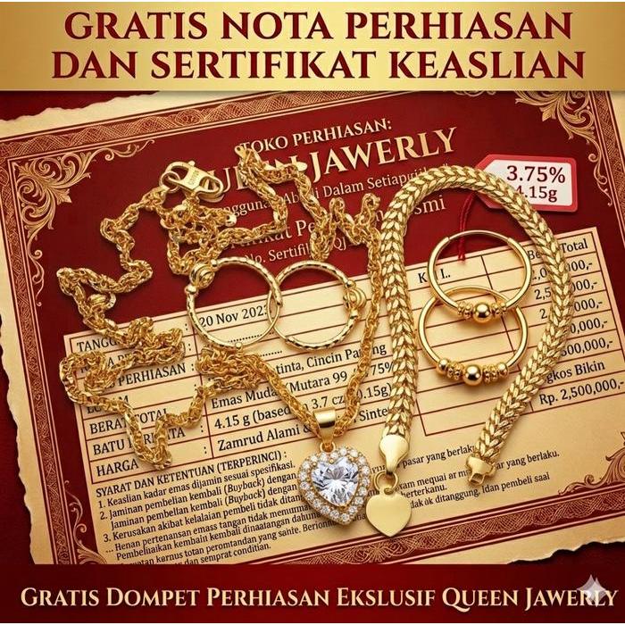 Termurah Set Perhiasan Titanium Gold 24K Lapis Emas Mudah Gratis Surat Nota Pembelian Pasti Promo