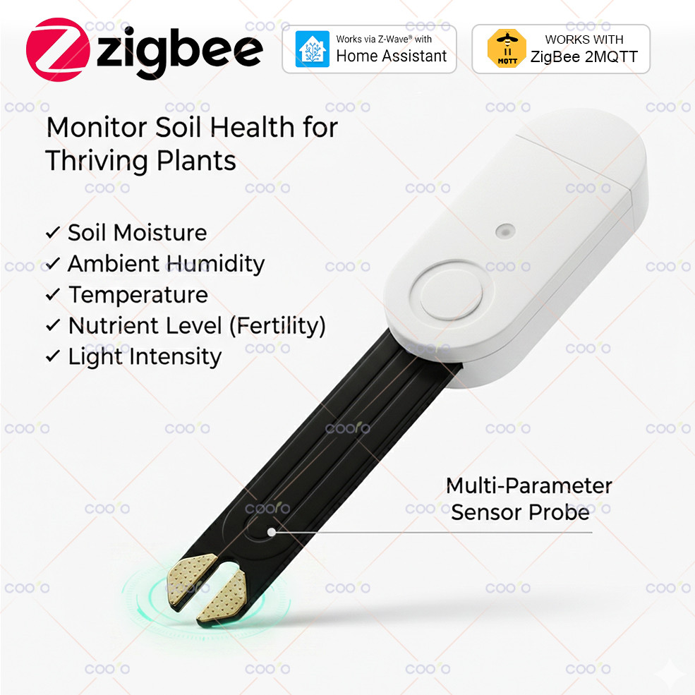 Zigbee 3.0 Soil Tester 5 in 1 Soil Moisture Sensor Temperature Humidity Fertility Illuance