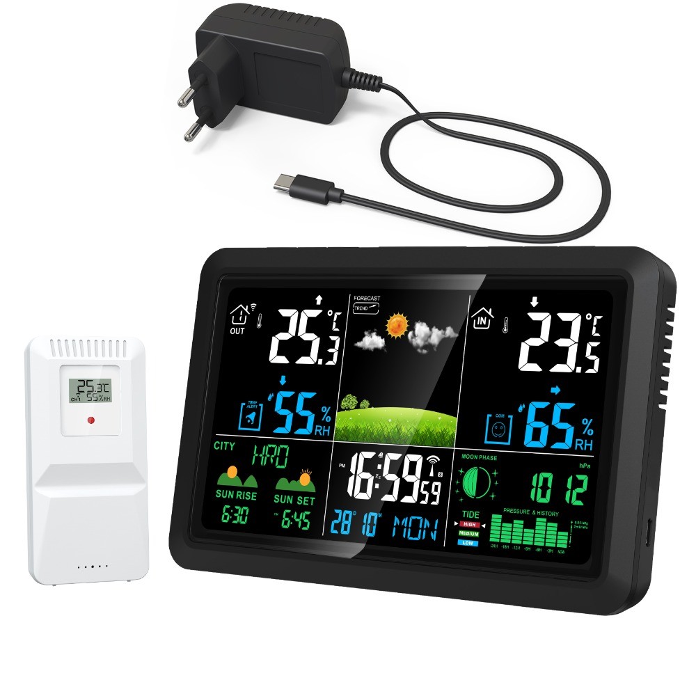 Multifunction Weather Station Quality Temperature Humidity Meter Moon Phase Pressure Weather