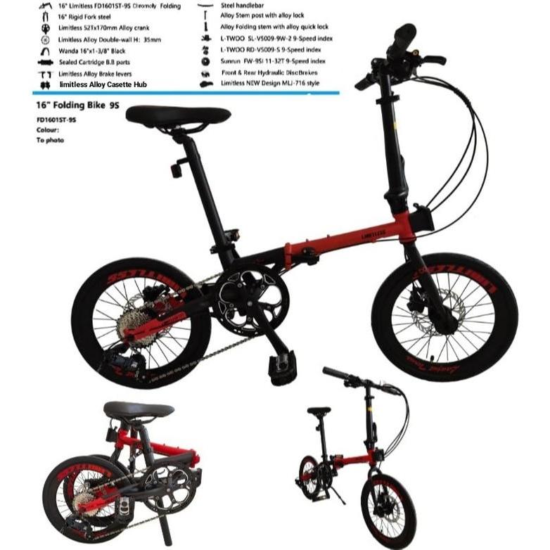 sepeda 16 lipat inch chromoly / folding bike / Sepeda anak dewasa - Merah