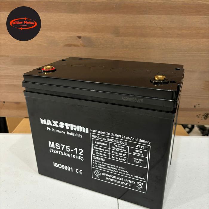 Aki Kering Solar Panel UPS Battery VRLA 12V 75Ah AGM Deep Cycle Maxstrom