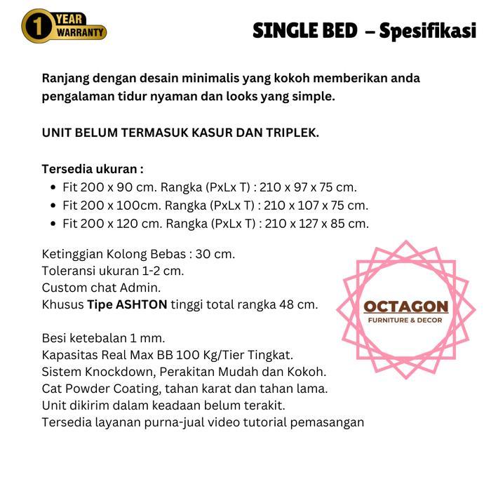 Ranjang Besi Minimalis Single Divan Besi 90 100 120