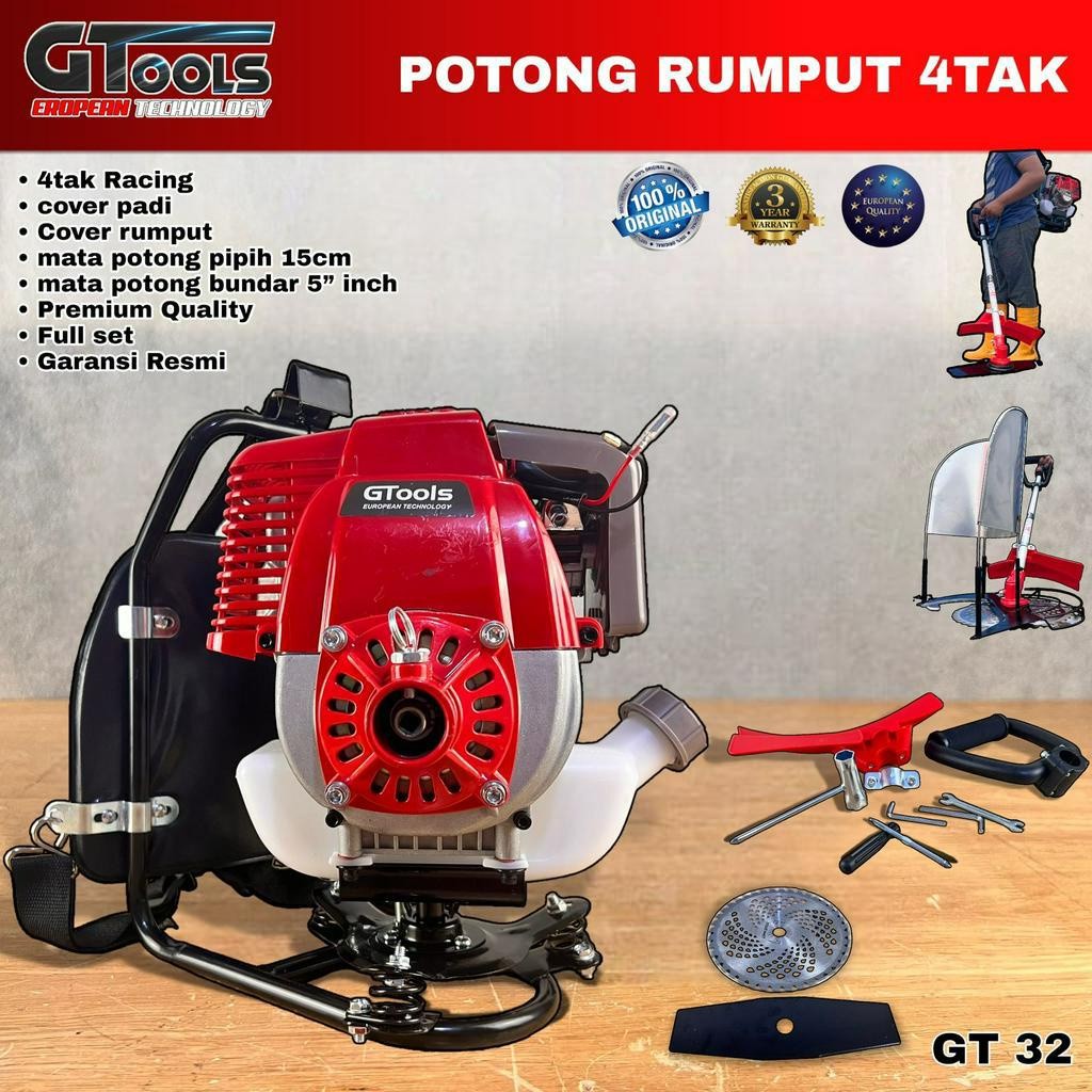 Mesin POTONG RUMPUT dan padi 4tak mod HONDA merk GTOOLS EROPA GT32 brush cutter