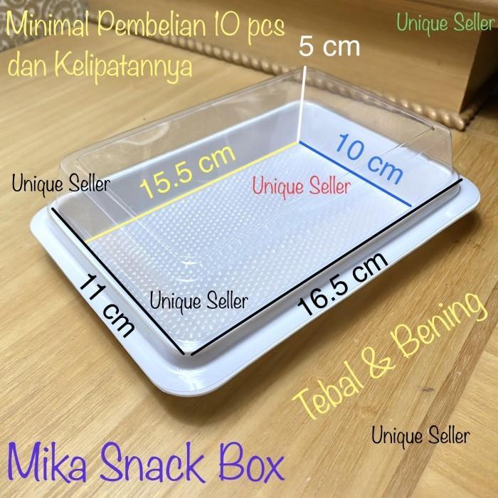 READY Isi10 Mika Snack Box Putih/Mika Bento Tanpa Sekat Kue Jajan Hajatan