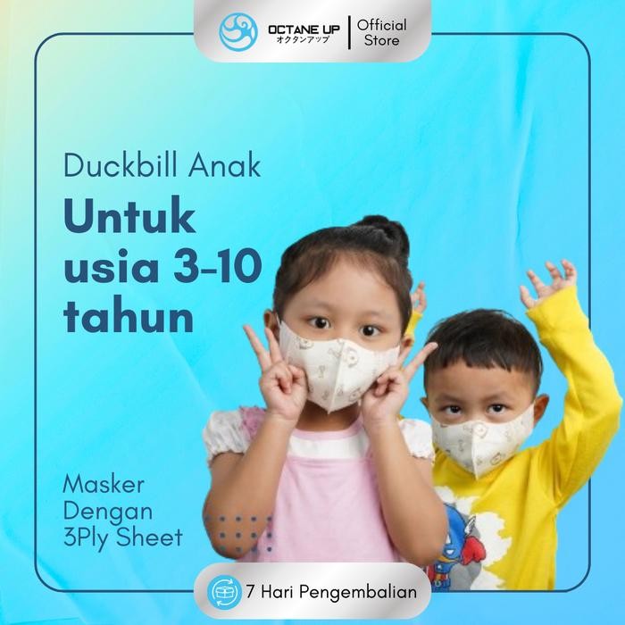 New Eco Green Masker Duckbill Anak 3ply Filtrasi Motif Lindungi dari Debu & Virus Kemenkes 1 Box Isi