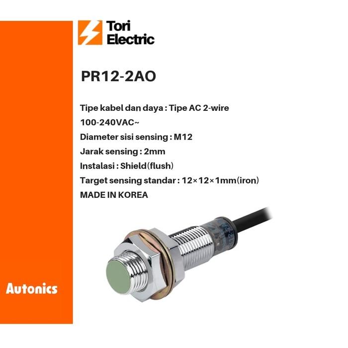 AUTONICS PR12-2AO Inductive Proximity Sensor Deteksi Besi 100% Ori