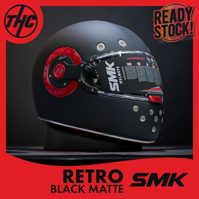 Helm Smk Retro Black Matte Full Face Helmet Smk