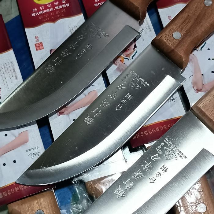 Pisau Dapur Tebal Super Tajam Stainless Steel Kayu