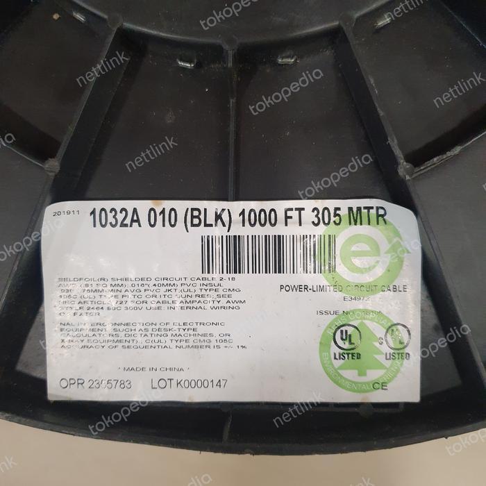 Kabel Awg 18 Belden Hitam/ Kabel Kontrol 18 Awg Belden 1032A 305 M