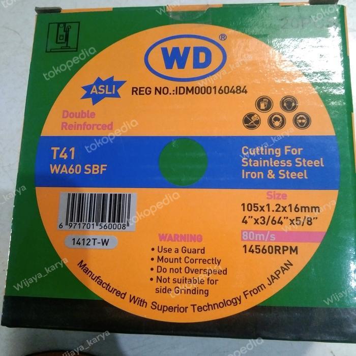 Rubu Wd Potong 4" Gerinda, Mata Gerinda Potong Besi / 1 Dus Isi 20 Pcs