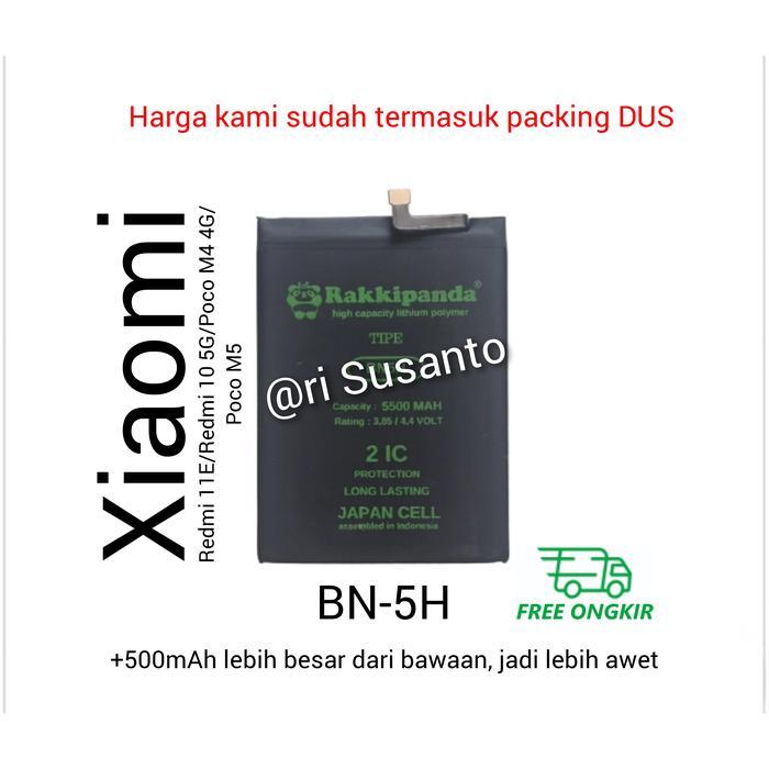Baterai Rakkipanda Bn5H For Xiaomi Redmi 10 5G/Poco M5 Double Power Ic Terlaris