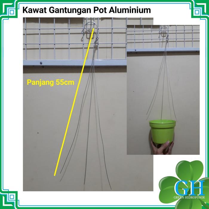 Kawat Gantungan Pot Aluminium Panjang 55cm, Pot Plastik Tanaman