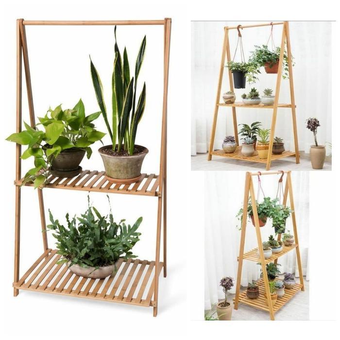 Rak gantungan baju - rak display kayu - standing hanger