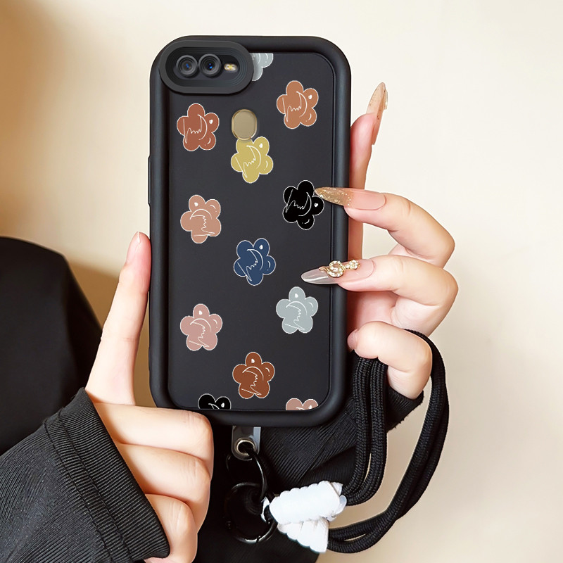 Casing Hp untuk OPPO A7 A5s A12 A12s A11K Case Casing HP Softcase Ponsel Soft Shell dengan Tali Sili