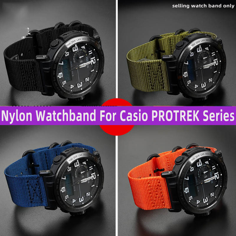 Nylon Watchband For Casio PROTREK Series PRW-6600 PRG-600Y PRG-650 PRG-600 Waterproof Sports 24mm