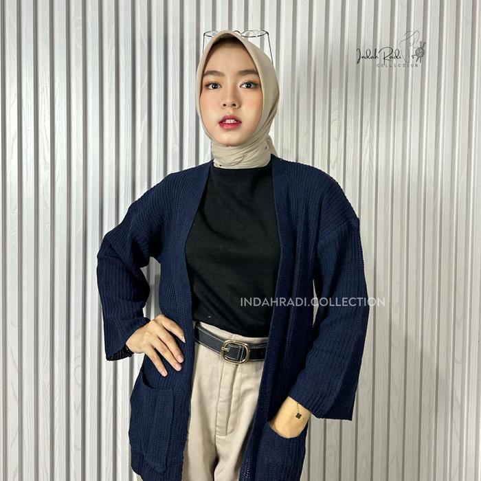 LAVELA LOSY LOOCY CARDIE KNIT TEBAL 7GET OVERSIZE CABLE ATASAN WANITA Fit Panjang Tangan Knitwear Ca