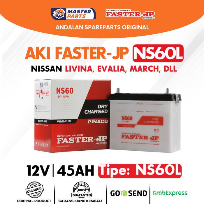Aki Faster Jp Ns60L 12V 45Ah Untuk Nissan Livina, Evalia, March