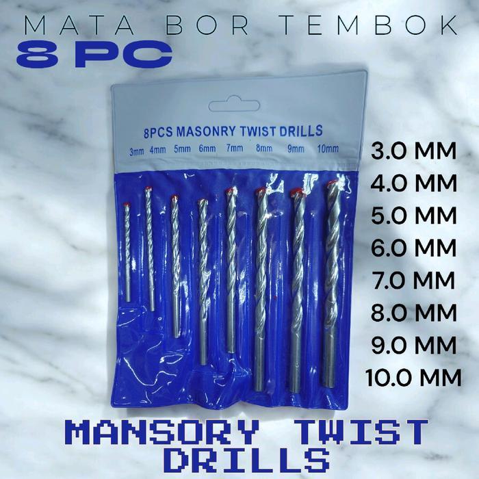 MATA BOR TEMBOK/BETON 8PC SET MURAH 2822D
