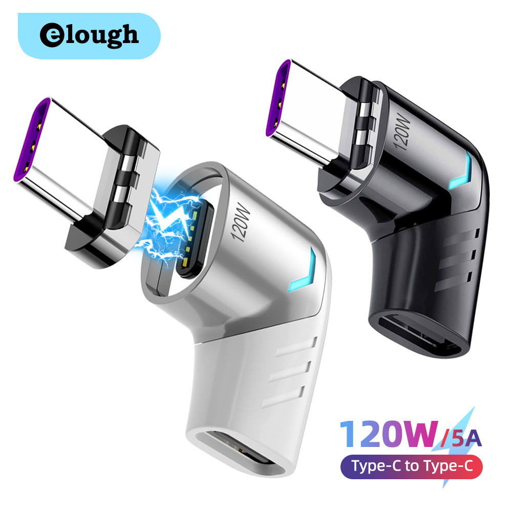 Elough 120W USB C To Type C Magnetic Adapter Fast Charging USB Type C Magnet Converter 90 Degree