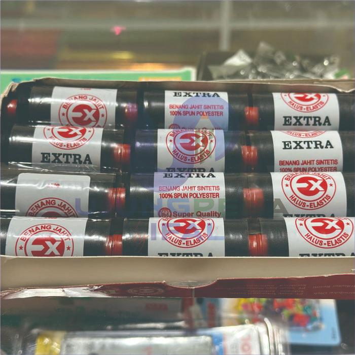 Benang Jahit Extra Satu Warna Lusinan / Satuan Warna Hitam Murah