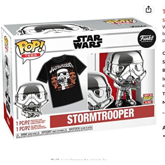 FUNKO POP & TEE: STARWARS STORMTROOPER L SIZE