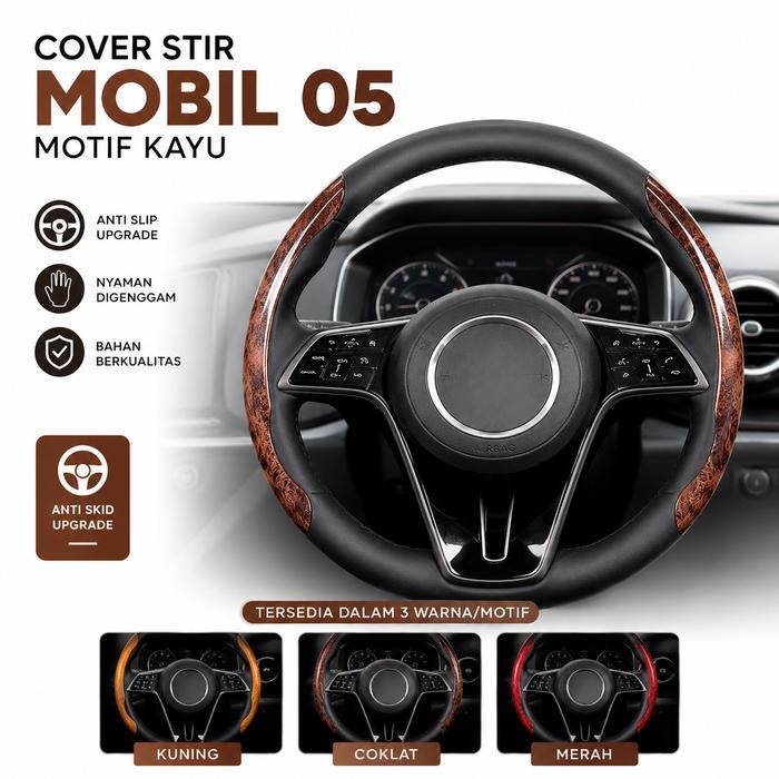 Cover Stir Mobil 05 Motif Kayu/ Sarung Stir mobil 05 Motif Kayu