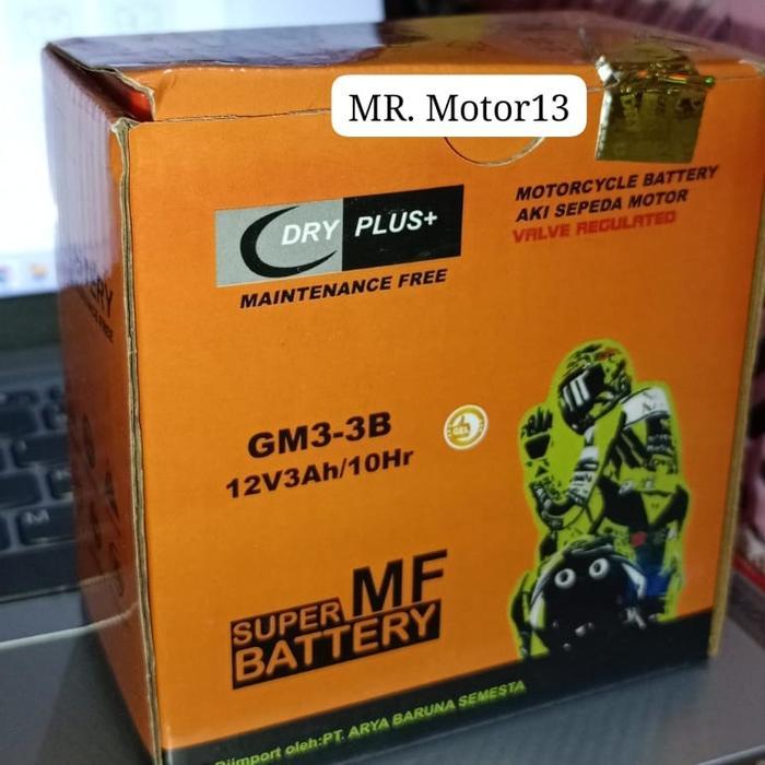 Aki Motor RX King dan Aki Ninja RR (2 Tak) Dryplus+ 12 Volt/ 3 Ah Aki Ori GM3-3B aki kering