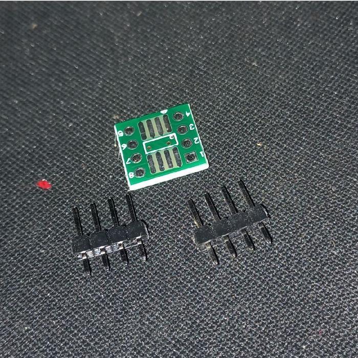 pcb + pin header adapter ic smd to dip 8 pin 2x4 konverter adaptor board kaki