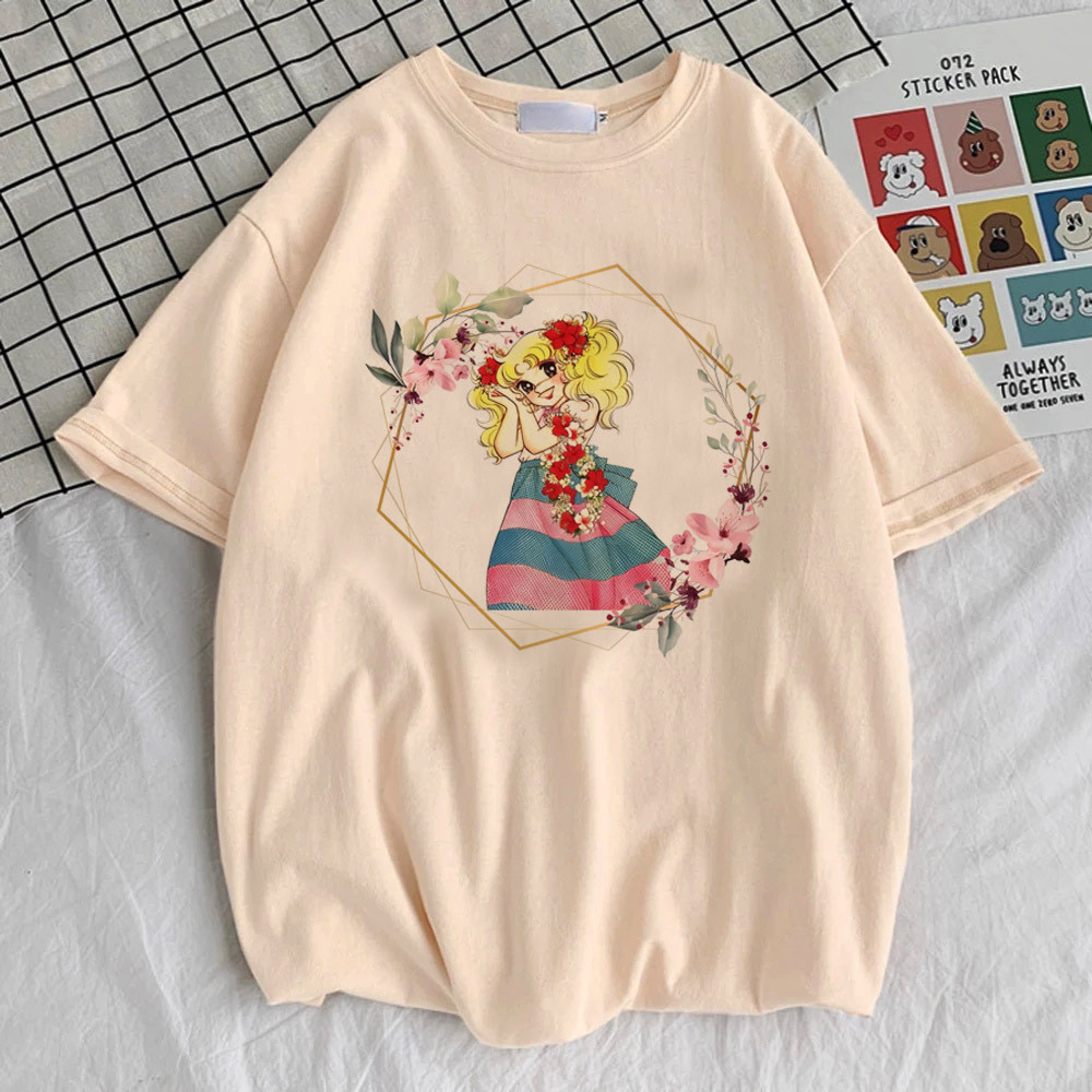 Candy Candy t shirt women 80s 2000s Graphic Vintage korean clothes Colorful t-shirt University 80s