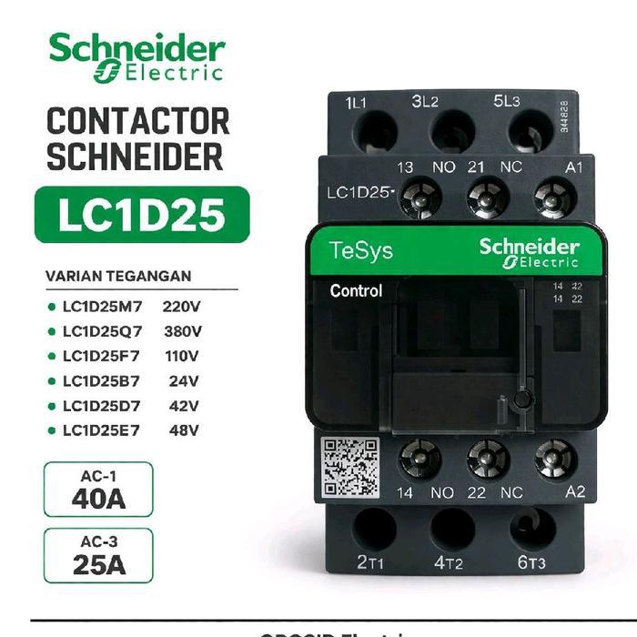 KONTAKTOR LC1D25M7 220V / LC1D25Q7 380V / LC1D25F7 110V / LC1D25B7 24V / LC1D25D7 42V / LC1D25E7 48V