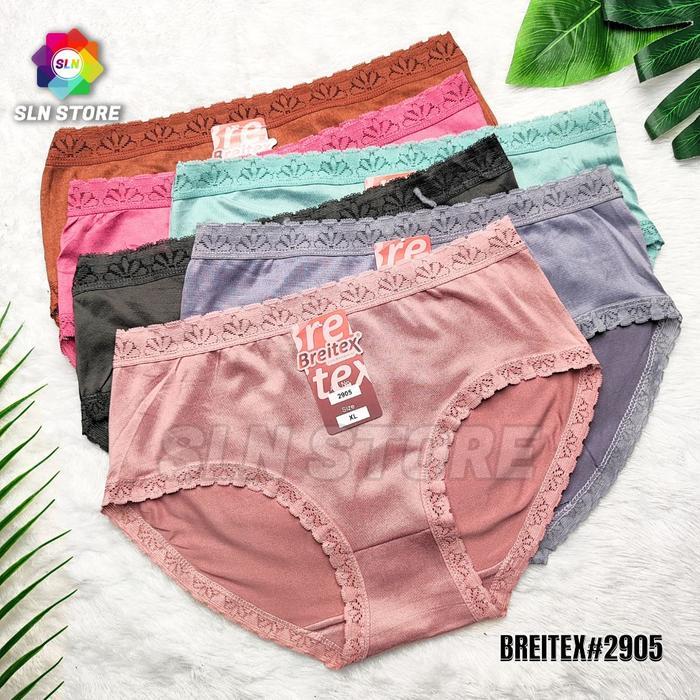 Girona - Sln - 12Pcs Cd Wanita Dewasa Breitex Polos Brukat / Celana Dalam Perempuan Breitex 2905