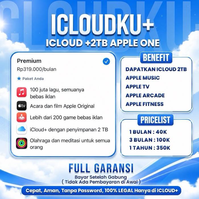 PROMO SPESIAL- STORAGE ICLOUD 2TB + APPLE ONE ( 1 TAHUN )