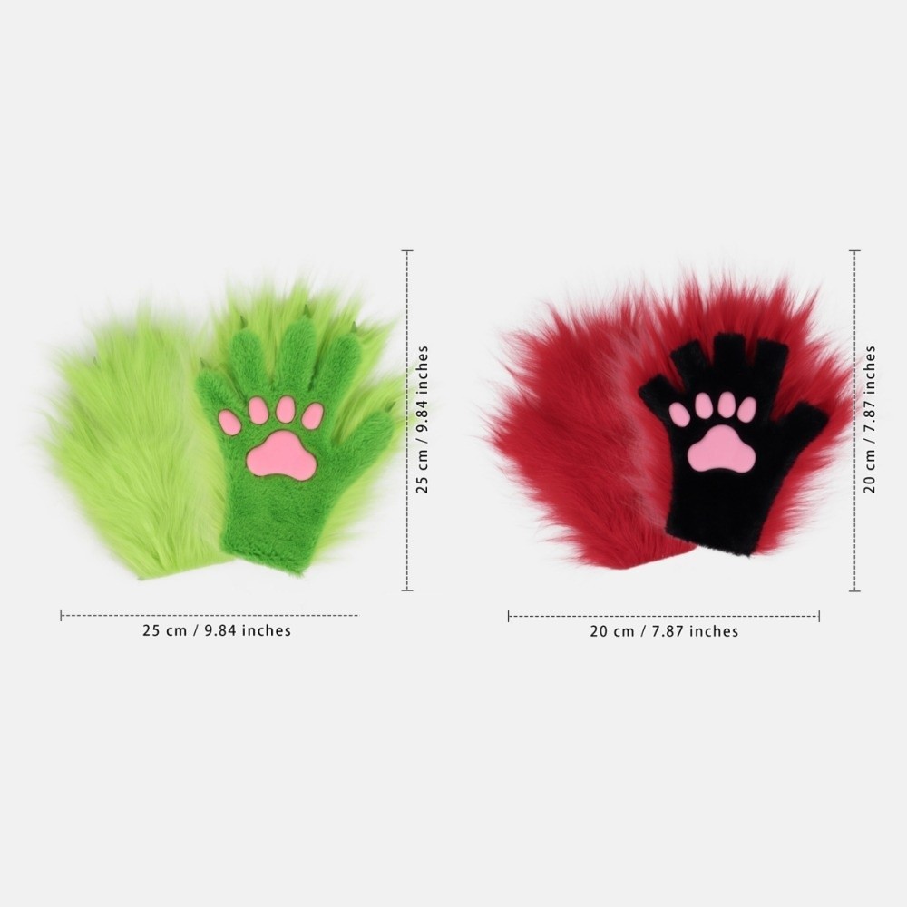 Silicone Soft Pad Long Hair Paw Gloves Cartoon Thicken Cat Dog Wolf Animal Paw Gloves rm Plush Furry