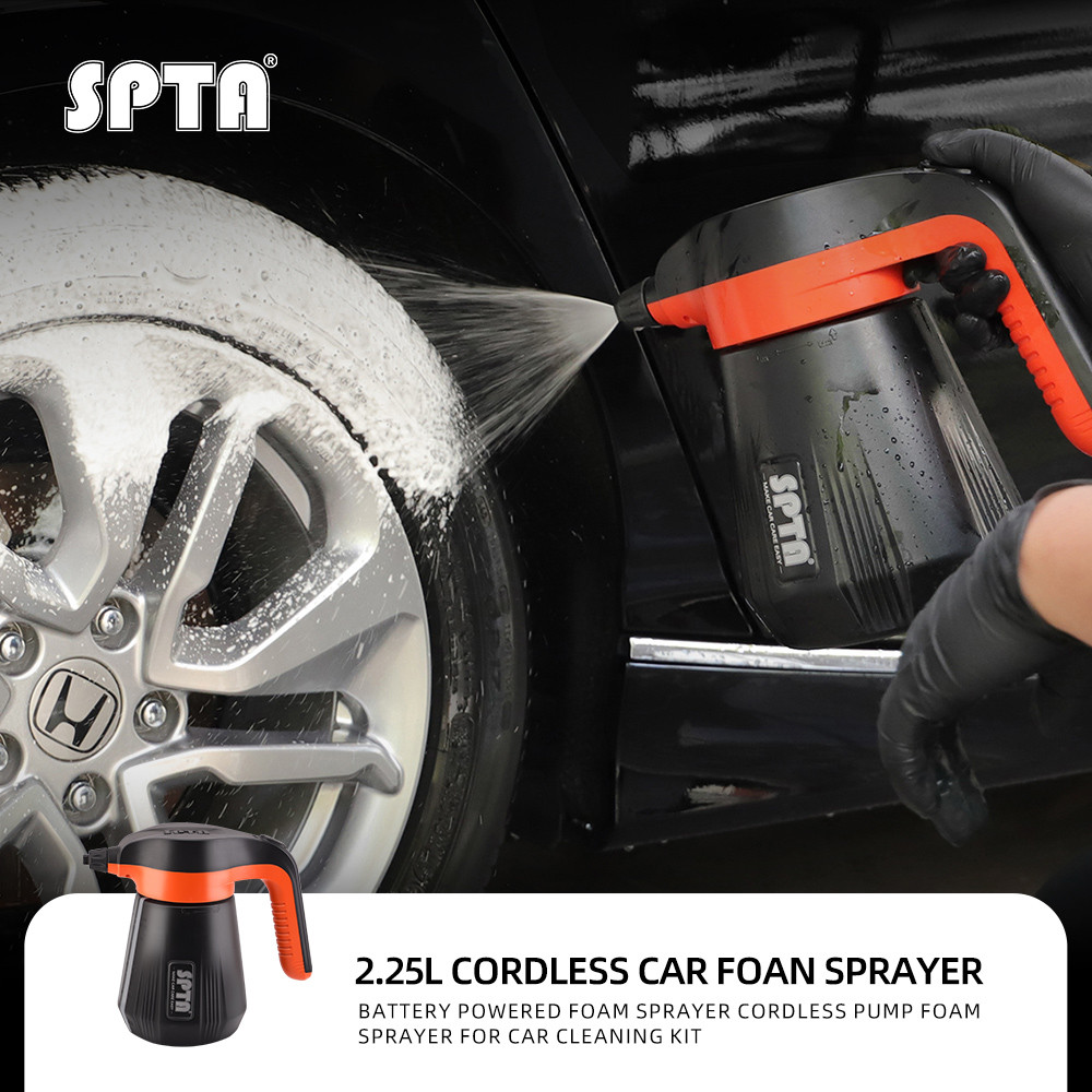 SPTA Cordless Battery Powered Foam Sprayer, 2.25L Electric Car Foam Sprayer, Pump Foam Sprayer for
