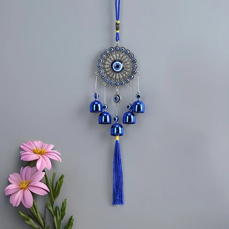 1pcs Devil's Eye Wind Chime Metal Wind Chime Blue Eyes Wind Chime Pendant Outdoor Corridor Balcony