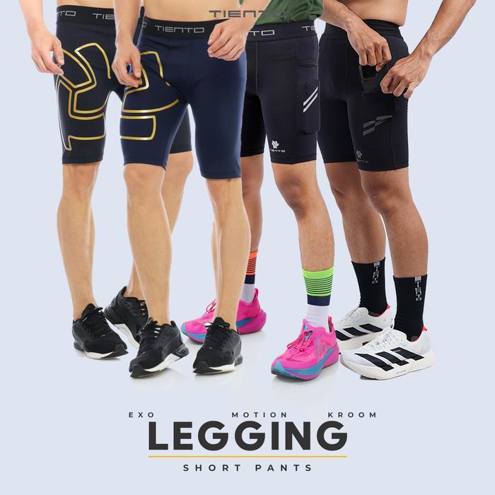 Tiento Short Pants Exo Black Gold Celana Pendek Legging Olahraga Pria