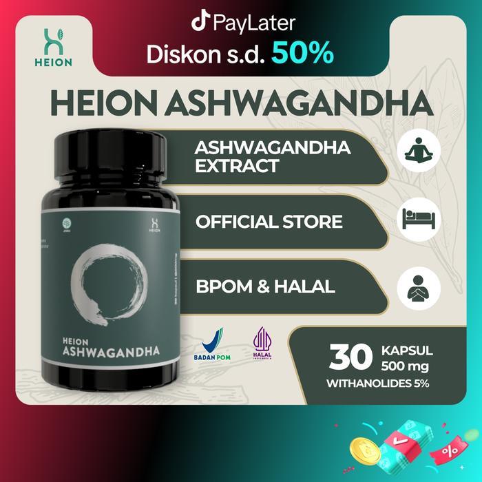 Sale Heion Ashwagandha + 30 Kapsul - Suplement Kesehatan Makanan Ashwaganda Extract Anxiety Stress