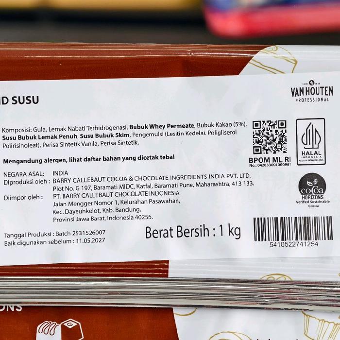 Cesso.Shop- Van Houten Milk Compound 1Kg / Milk Coklat Vanhouten / Coklat Susu Batang Van Houten
