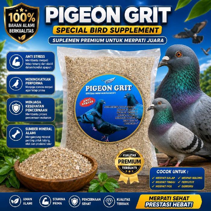 Pigeon Grit Campur Kerang Telor Grit Asinan Grit Merpati Keran 1kg Pakan burung merpati