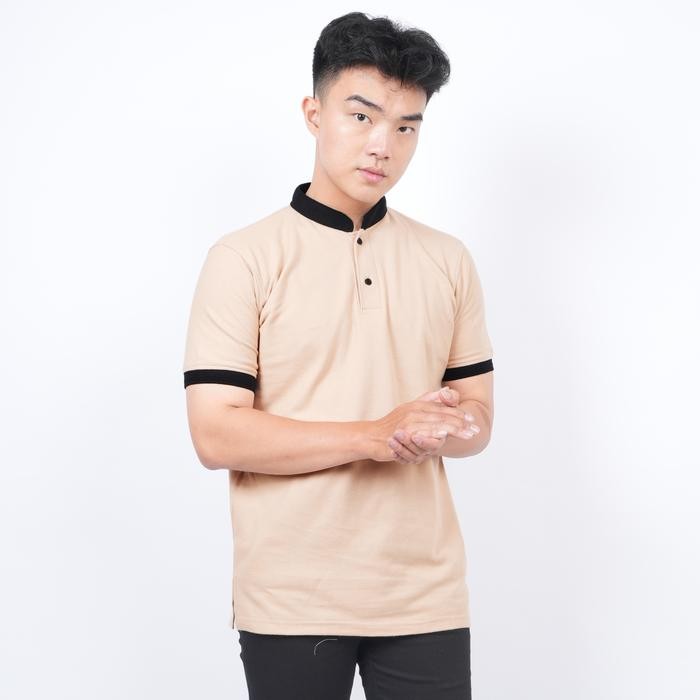 kwf6 Polo Shirt Pria Kaos Polo Pria Pendek Shanghai Polos Coklat Susu Mocca