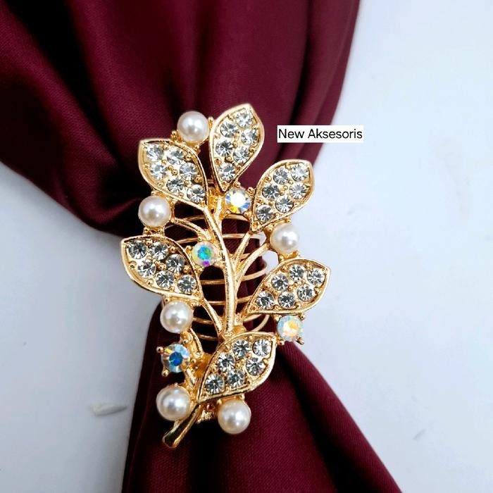 tvkj- Bros Ring Cincin Hijab Syal Kerudung Segi Empat Mewah Muslim Wanita